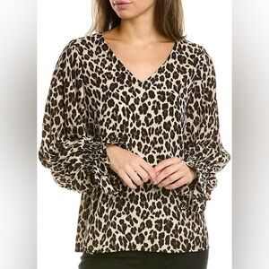 Vince Camuto Blouse V Neck Animal Print Size Small
